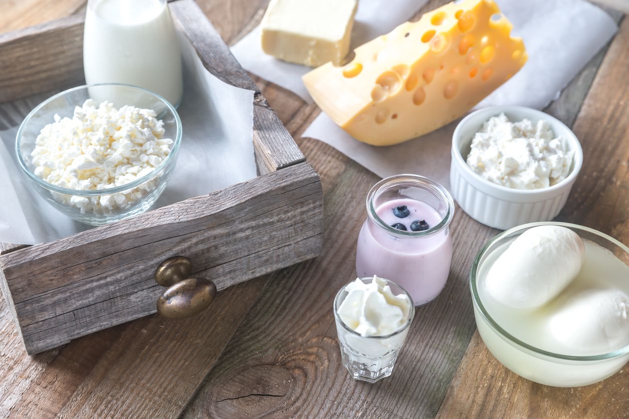 Assortiment de produits laitiers.